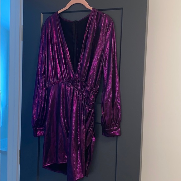 Metallic Purple Long Sleeve Dress Size Small - Picture 1 of 3